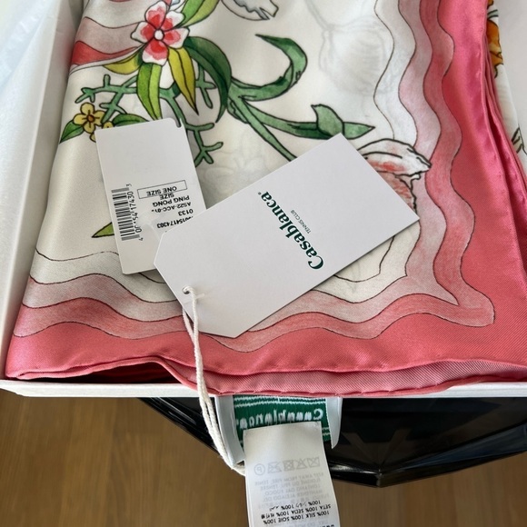 Casablanca Ping Pong Fleurie Jour Print Silk Scarf - Picture 8 of 10